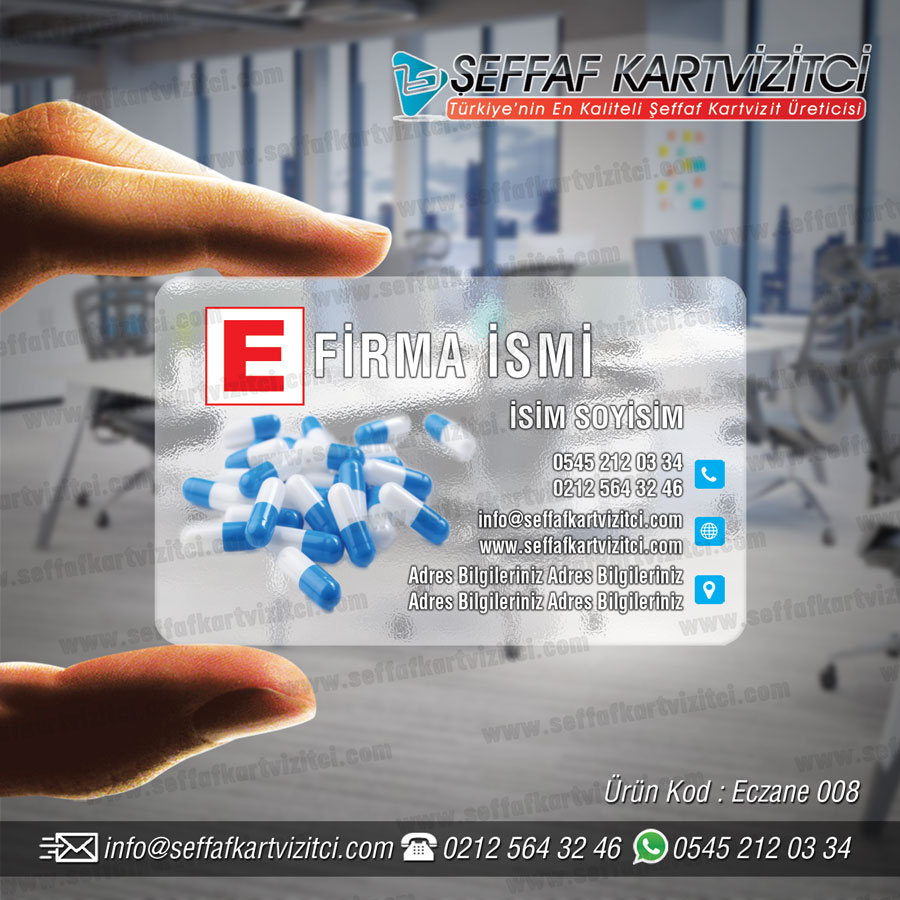 Eczane Şeffaf kartvizit 008