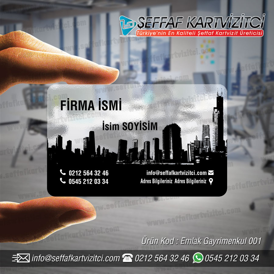 emlakçı şeffaf kartvizit 001