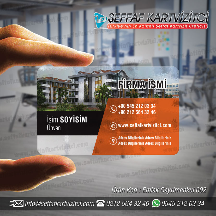 Emlakçı Şeffaf Kartvizit 002