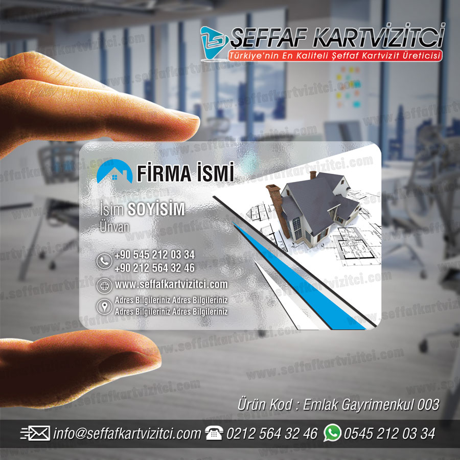 Emlakçı Şeffaf Kartvizit 003