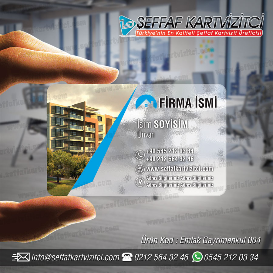 Emlakçı Şeffaf Kartvizit 004