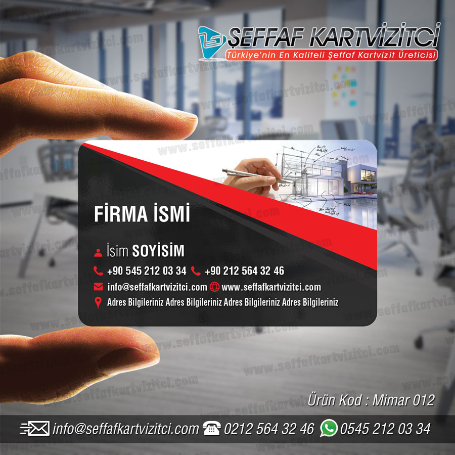 Mimar Mühendis Şeffaf Kartvizit 012